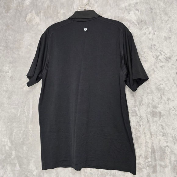 Lululemon Metal Vent Tech Polo Mens Large Black Short Sleeve Athletic Golf Shirt - Picture 5 of 8